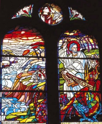 Saint Armel et le dragon - vitrail à Noyal-sur-Vilaine